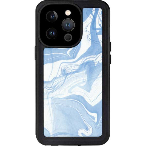 Blue Marbling iPhone 15 Pro Waterproof Case